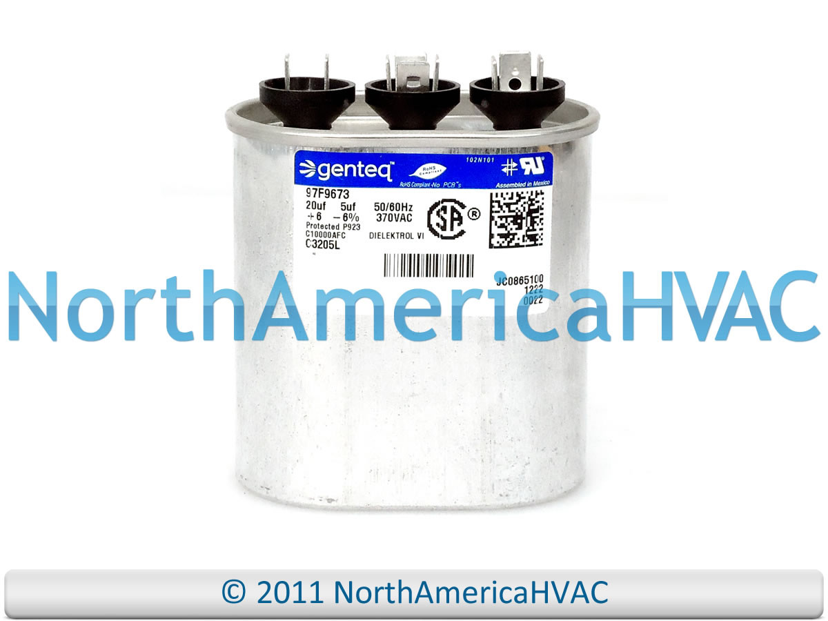 Capcom GE Genteq Capacitor Oval 20/5 uf 370 volt Z97F9673 97F9673